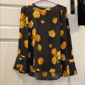 LOFT Tops | Long Sleeve | Floral | gray, yellow